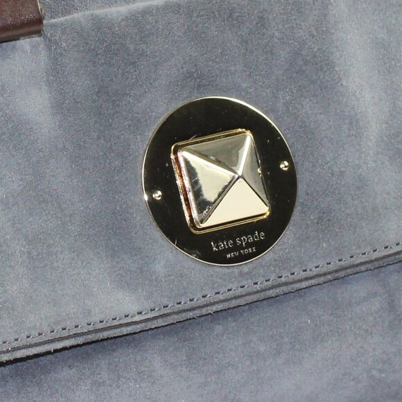 Kate Spade Wanderlust French Gray Suede Leather Chocolate Accent Shoulder Bag - Picture 11 of 12